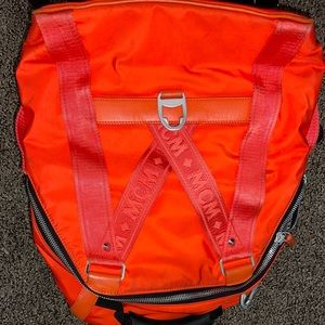 Unisex orange red nylon MCM bag.100% authentic